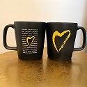 Side With Love Black Mug with Heart and Word Cloud