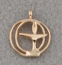 Double Circle Gold-Plated Chalice Pendant - 3/4&quot;