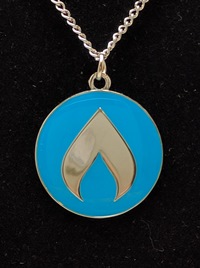 Flame Necklace with Silver Chain -Teal
