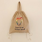 Side with Love Rainbow Heart Drawstring Bag